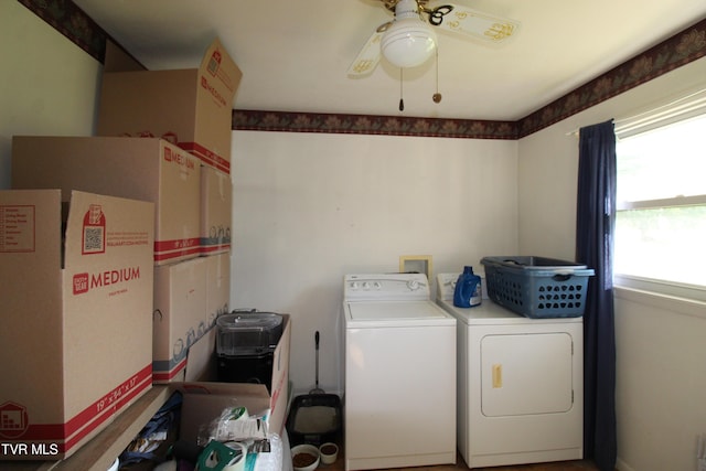 16319 Mary St, Abingdon, VA 24210 - washroom with washing machine and dryer and ceiling fan