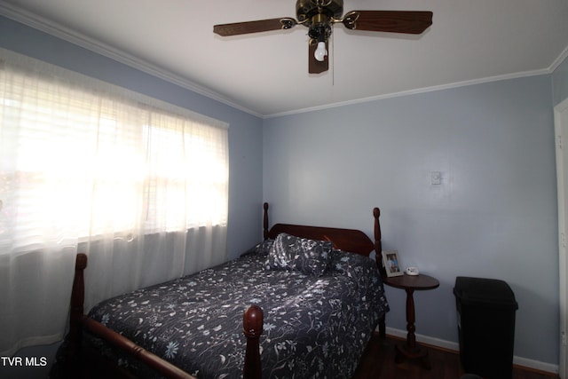 16319 Mary St, Abingdon, VA 24210 - bedroom with ornamental molding, wood finished floors, ceiling fan, and baseboards