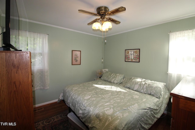 16319 Mary St, Abingdon, VA 24210 - bedroom featuring wood finished floors, ornamental molding, baseboards, and ceiling fan