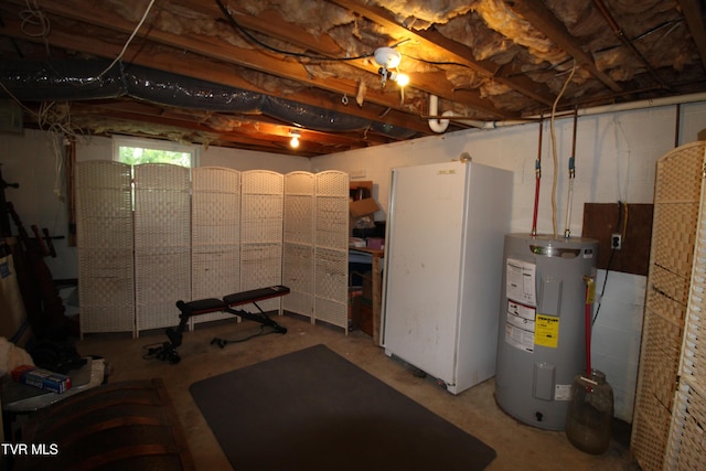 16319 Mary St, Abingdon, VA 24210 - below grade area featuring water heater and freestanding refrigerator