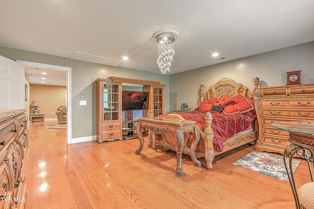 2041 King College Rd, Bristol, TN 37620 - bedroom with attic access, light wood finished floors, and recessed lighting