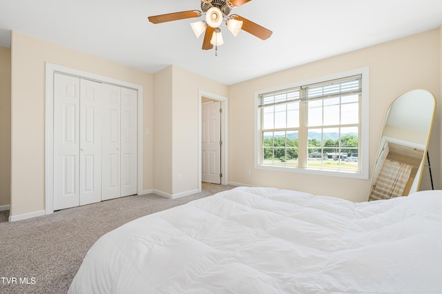 614 N Center St Unit 5, Johnson City, TN 37604 - bedroom with carpet flooring, baseboards, a ceiling fan, and a closet