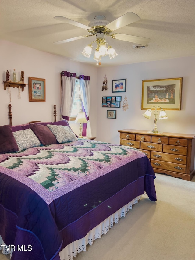 519 Foxgate Dr, Erwin, TN 37650 - carpeted bedroom featuring ceiling fan and a textured ceiling