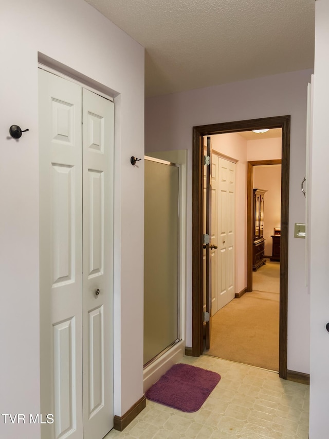 519 Foxgate Dr, Erwin, TN 37650 - bathroom featuring a stall shower, a closet, and baseboards