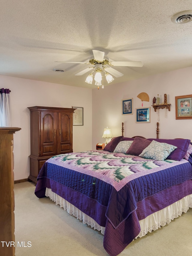 519 Foxgate Dr, Erwin, TN 37650 - bedroom featuring light colored carpet, a ceiling fan, and a textured ceiling