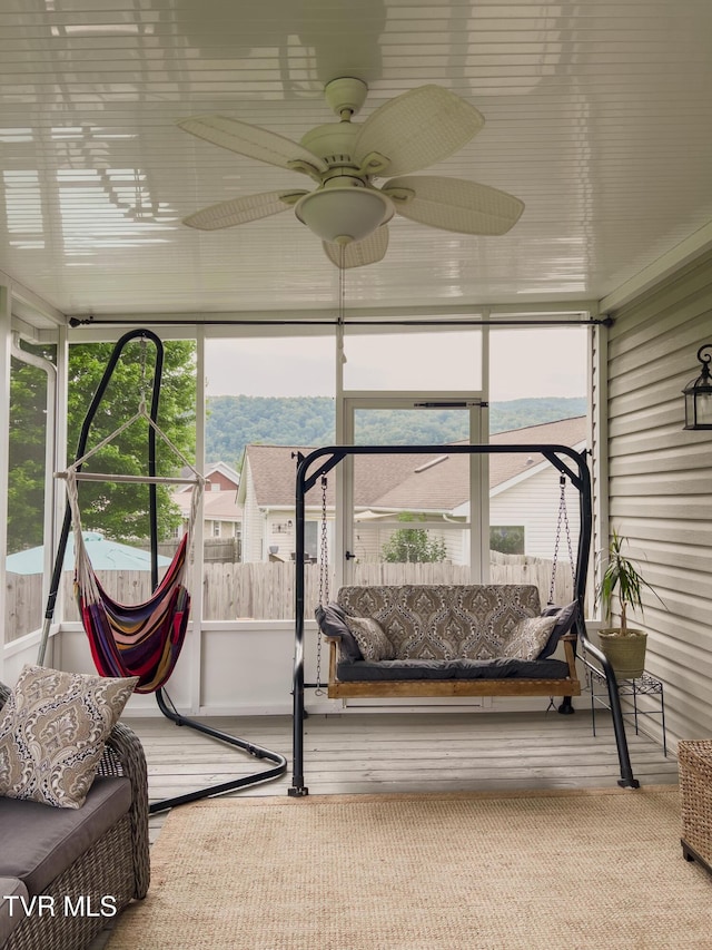 519 Foxgate Dr, Erwin, TN 37650 - sunroom featuring ceiling fan