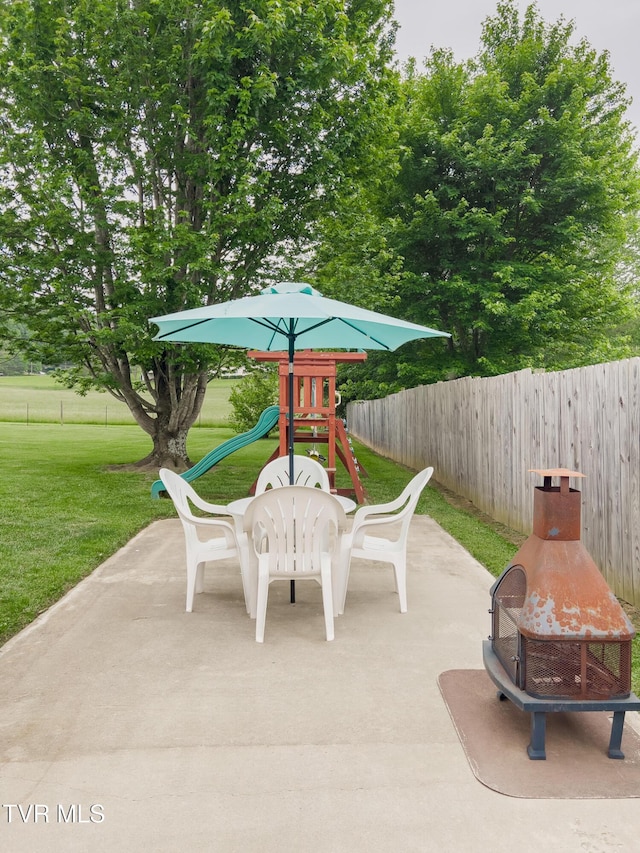 519 Foxgate Dr, Erwin, TN 37650 - view of patio / terrace featuring a playground