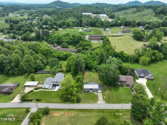145 Elm Heights St, Johnson City, TN 37615 - aerial view of property and surrounding area with a mountain backdrop and rural landscape