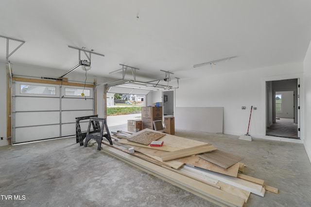 garage with a garage door opener