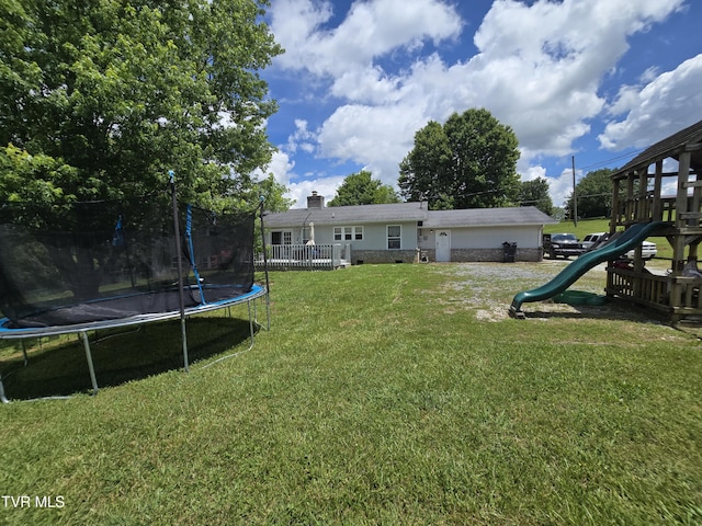 1382 Elijah Martin Rd, Whitesburg, TN 37891 - view of grassy yard featuring a trampoline and a playground