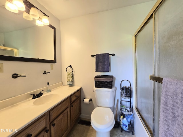 1382 Elijah Martin Rd, Whitesburg, TN 37891 - bathroom featuring a shower stall, vanity, toilet, and tile patterned flooring