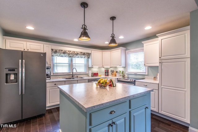 435 Sulpher Spring Rd, Chilhowie, VA 24319 - kitchen featuring stainless steel appliances, a sink, plenty of natural light, white cabinets, and recessed lighting