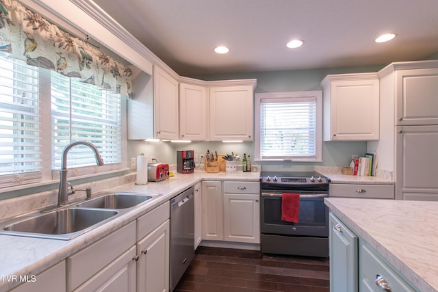 435 Sulpher Spring Rd, Chilhowie, VA 24319 - kitchen with stainless steel appliances, a sink, recessed lighting, white cabinets, and light countertops