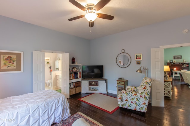 435 Sulpher Spring Rd, Chilhowie, VA 24319 - bedroom with wood finished floors, ensuite bath, a ceiling fan, and baseboards