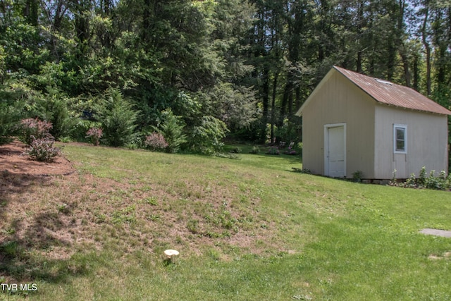 435 Sulpher Spring Rd, Chilhowie, VA 24319 - view of green lawn with an outbuilding and a storage shed