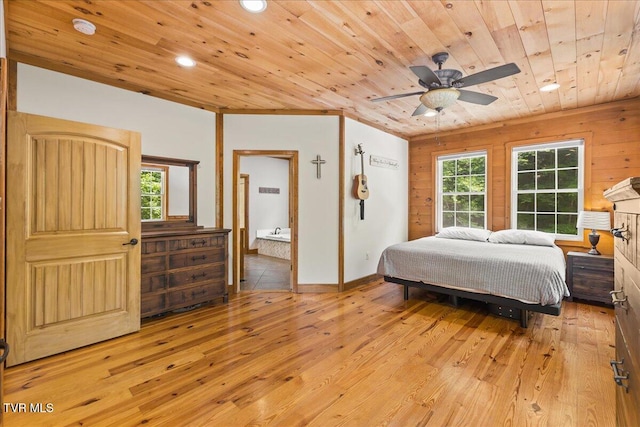 108 Chock Creek Rd, Johnson City, TN 37601 - bedroom with wooden ceiling, light wood-style flooring, recessed lighting, ensuite bath, and baseboards