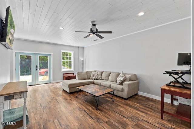 108 Chock Creek Rd, Johnson City, TN 37601 - living room featuring french doors, wood finished floors, ceiling fan, baseboards, and recessed lighting