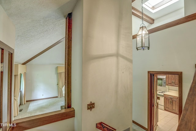 153 Columbine Rd, Kingsport, TN 37660 - hall with a skylight, a textured ceiling, and high vaulted ceiling