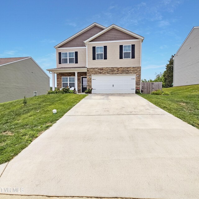 2358 Stream View Ln, Morristown, TN 37814 - craftsman-style house with concrete driveway, stone siding, and an attached garage