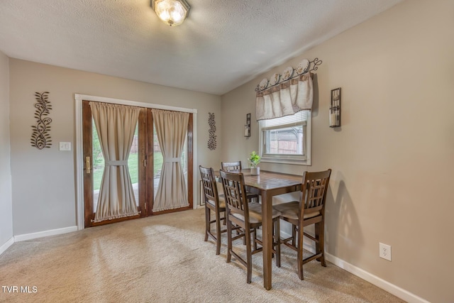 115 Dover Ln, Bristol, TN 37620 - dining space with baseboards, carpet flooring, and a textured ceiling
