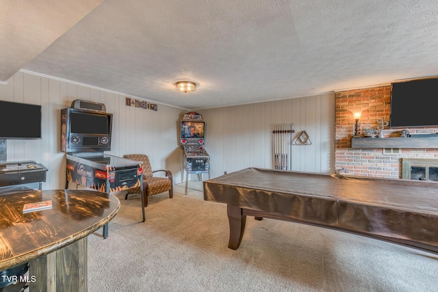 115 Dover Ln, Bristol, TN 37620 - recreation room with a textured ceiling, carpet flooring, and billiards table