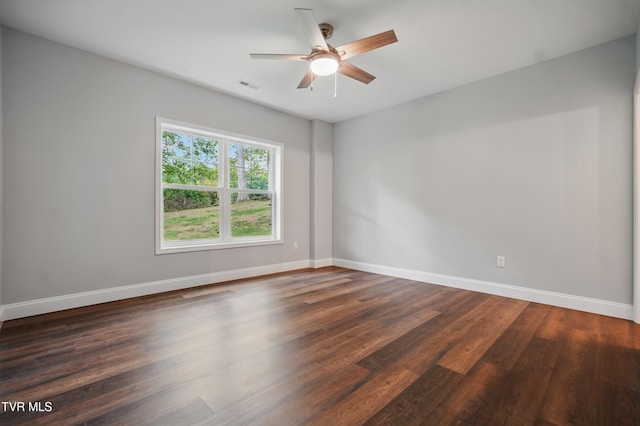 5541 Hester Ct, Piney Flats, TN 37686 - spare room featuring ceiling fan, baseboards, and dark wood-style floors