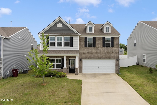 478 Brinkleys Way, Johnson City, TN 37615 - view of front facade featuring brick siding, driveway, a garage, central air condition unit, and a shingled roof