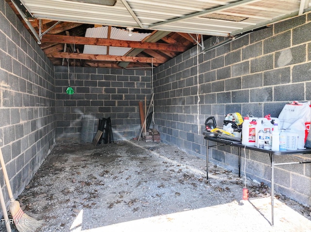 108 S Rogers St, Rogersville, TN 37857 - garage featuring concrete block wall