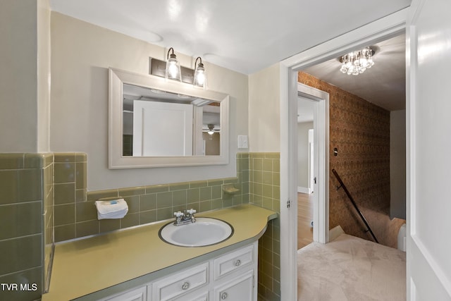 108 S Rogers St, Rogersville, TN 37857 - bathroom with vanity and tile walls