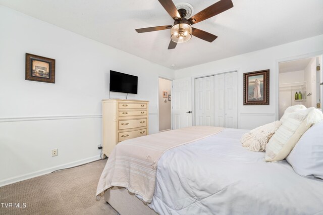 137 Highland Rd, Jonesborough, TN 37659 - carpeted bedroom with baseboards, a closet, and ceiling fan