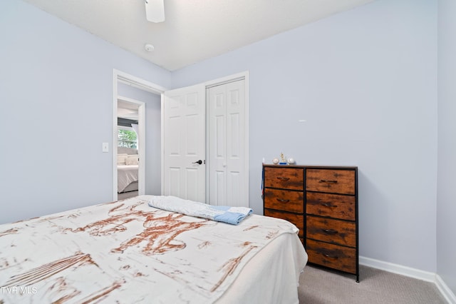137 Highland Rd, Jonesborough, TN 37659 - bedroom featuring light carpet, a closet, baseboards, and a ceiling fan