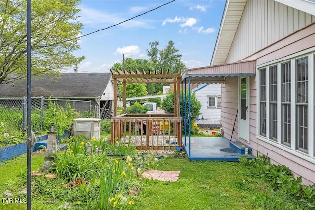648 Maple Ave, Erwin, TN 37650 - view of yard with fence, a deck, a pergola, and a patio