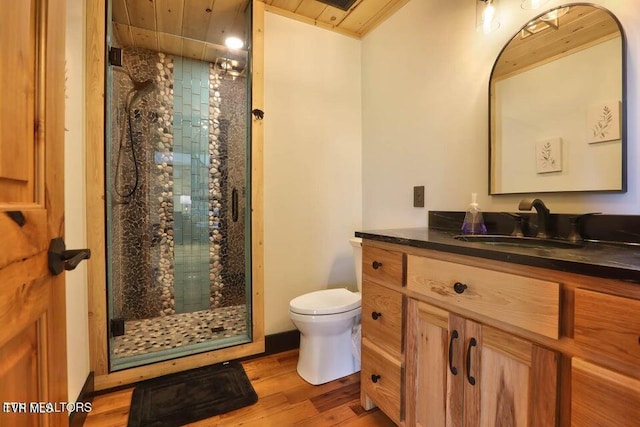 833 Duck Creek Rd, Sneedville, TN 37869 - full bathroom with a shower stall, wood finished floors, toilet, and vanity