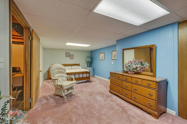 253 Fairford Ln, Blountville, TN 37617 - bedroom featuring a drop ceiling, light colored carpet, and baseboards