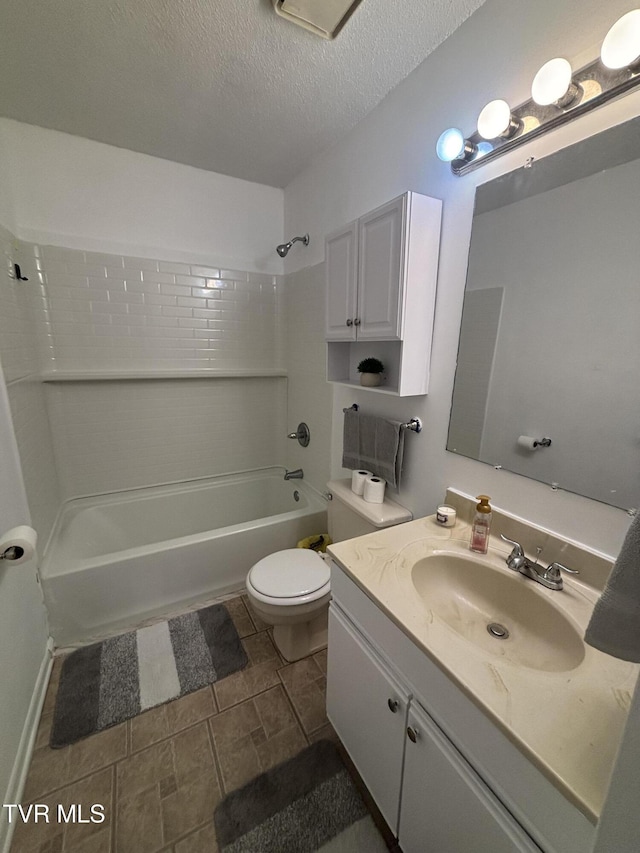 182 Oakcrest Cir Unit 2, Bristol, VA 24201 - bathroom with tub / shower combination, toilet, vanity, and a textured ceiling