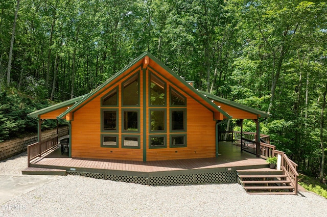 198 Gunbarrel Ln, Butler, TN 37640 - view of property exterior featuring a deck and a wooded view