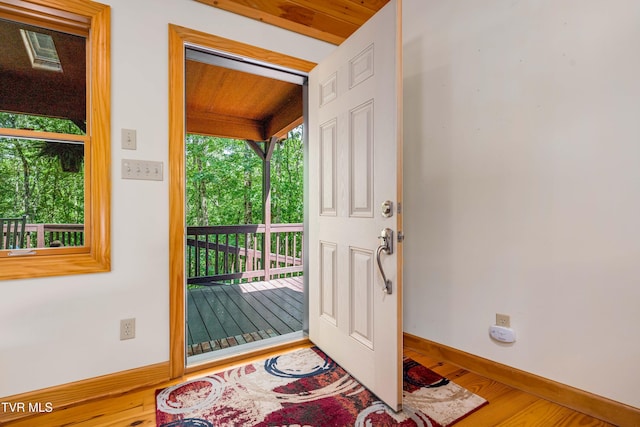 198 Gunbarrel Ln, Butler, TN 37640 - foyer entrance with wood finished floors and baseboards