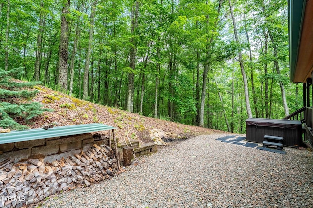 198 Gunbarrel Ln, Butler, TN 37640 - view of yard with a hot tub and a view of trees