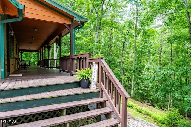 198 Gunbarrel Ln, Butler, TN 37640 - wooden terrace featuring a view of trees