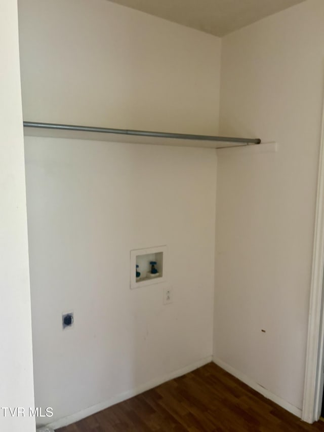 161 Jack Rival Way, Dungannon, VA 24245 - clothes washing area with washer hookup, electric dryer hookup, dark wood finished floors, and baseboards