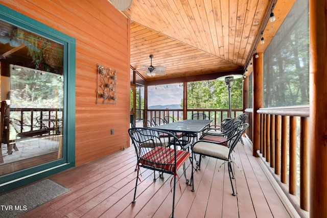 203 Bear Ridge Dr, Butler, TN 37640 - sunroom / solarium featuring outdoor dining space, ceiling fan, and vaulted ceiling