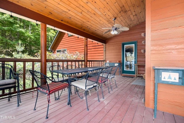 203 Bear Ridge Dr, Butler, TN 37640 - deck featuring outdoor dining area and ceiling fan