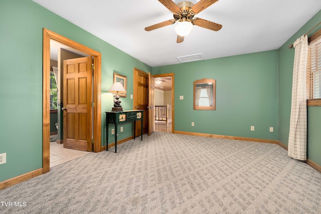 203 Bear Ridge Dr, Butler, TN 37640 - carpeted bedroom featuring baseboards, attic access, and ceiling fan