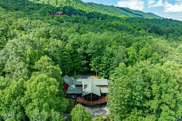 203 Bear Ridge Dr, Butler, TN 37640 - aerial view of property and surrounding area with a forest and a mountain backdrop