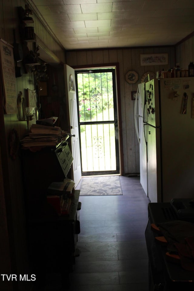2967 Left Poor Valley Rd, Pennington Gap, VA 24277 - entryway featuring hardwood / wood-style flooring and wooden walls