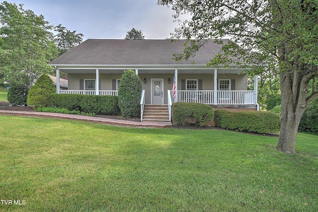 4619 Merrywood Ave, Kingsport, TN 37664 - view of front of house featuring covered porch, a front lawn, and roof with shingles