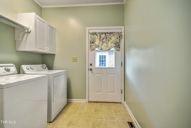 4619 Merrywood Ave, Kingsport, TN 37664 - laundry area with cabinet space, separate washer and dryer, and crown molding