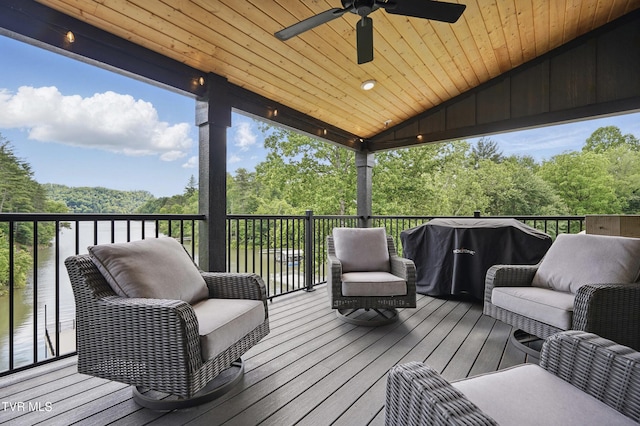 273 Campbell Rd, Butler, TN 37640 - wooden deck featuring a ceiling fan
