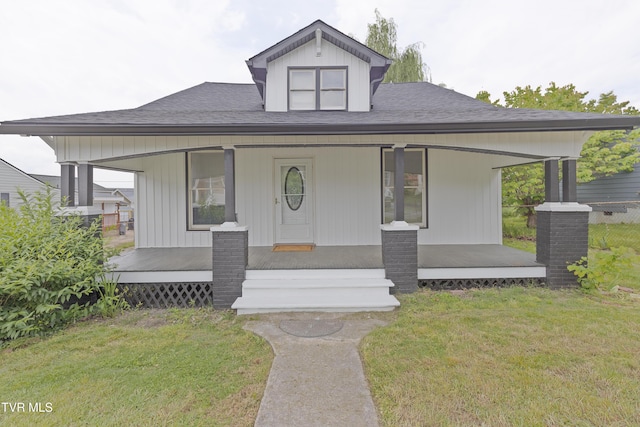 329 Clinch St, Kingsport, TN 37660 - view of front of property featuring covered porch, a front lawn, and a shingled roof