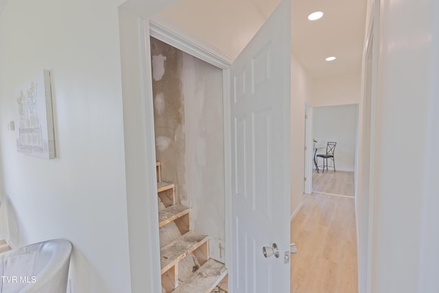 329 Clinch St, Kingsport, TN 37660 - stairs with wood finished floors, recessed lighting, and baseboards